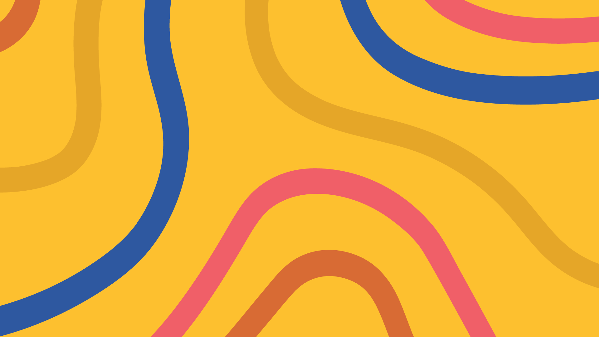 A vibrant abstract design featuring an orange background with flowing, wavy lines in blue, pink, and yellow. The lines form organic, undulating shapes, reminiscent of knowledge puzzles like June crossword solutions, creating a dynamic and lively pattern.