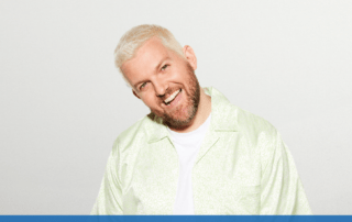 Image of a person with short, light-colored hair and a beard, wearing a light green shirt, smiling against a plain background. Text overlay at the bottom reads: "WUSA x UW Concert featuring Dillon Francis, September 7 @ 6:00 PM - 11:00 PM EDT.