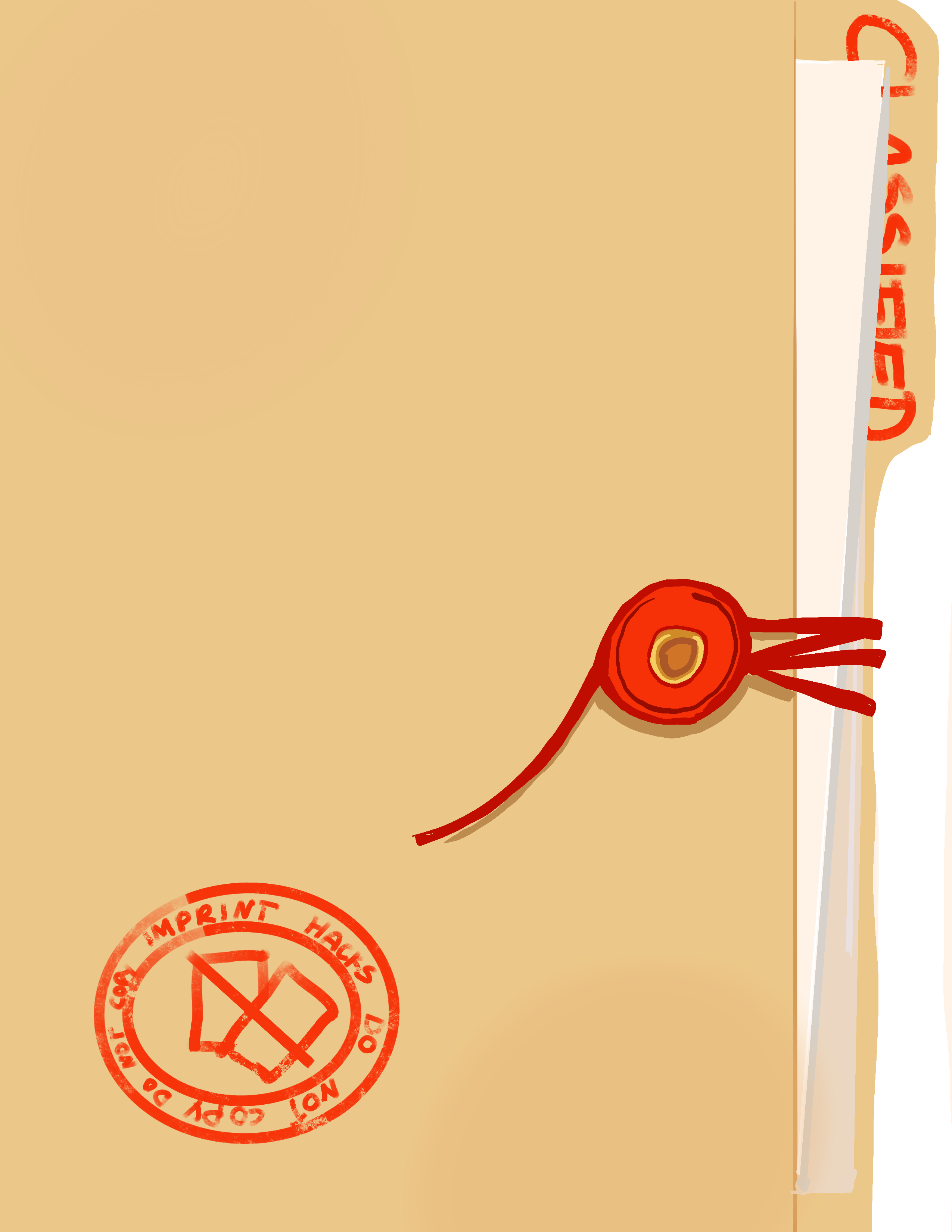 A sealed brown envelope labeled "Classified," tied with a red string, captures my curiosity as if it's filled with important insights I wish I knew during my first year. It features a red wax seal and a "Top Secret" stamp with illegible text.