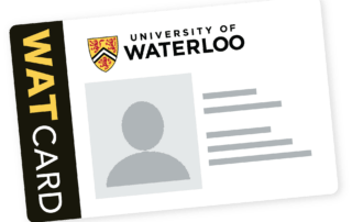 A graphic of a University of Waterloo student ID card, labeled "WATCard." The card features the university's logo, a placeholder silhouette for a photo, and several lines representing personal information. This essential tool for first-year students answers many frequently asked questions about campus access.