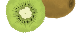 Illustration of a kiwi fruit, with one half sliced open to reveal the vibrant green flesh and tiny black seeds, beside the whole brown, fuzzy exterior. This image highlights the importance of fresh produce in addressing long-term solutions to food insecurity.