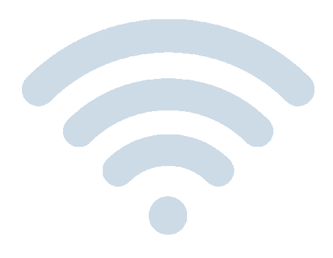 A light gray, stylized Wi-Fi symbol consisting of one small dot at the bottom and three curved lines arching above, on a white background.