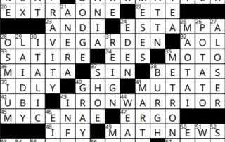 The completed crossword puzzle highlights words such as "bind," "dark matter," "Olive Garden," and "math news." Discover solutions this November, where terms like "beta" and "iron warrior" intertwine with tales of Mycenae and the sweet delights of mango lassi.