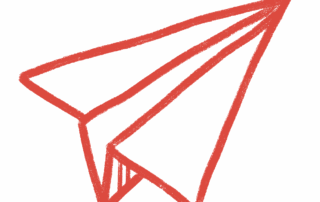 Simple red crayon drawing of a paper airplane on a white background, perfect for illustrating topics like UW student insurance or adding charm to a student insurance guide.