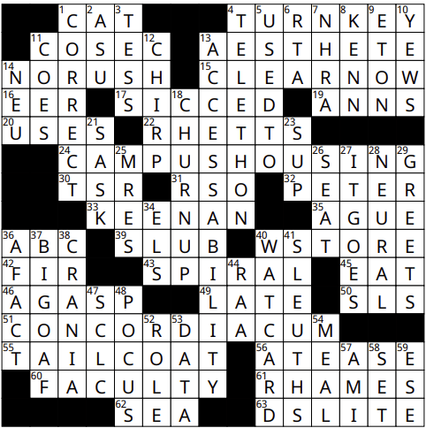 A completed orientation crossword puzzle with black and white squares. Words such as "CAT," "JOURNEY," "CAMPUHOUSING," "FACULTY," and "DS LITE" are visible among the answers.